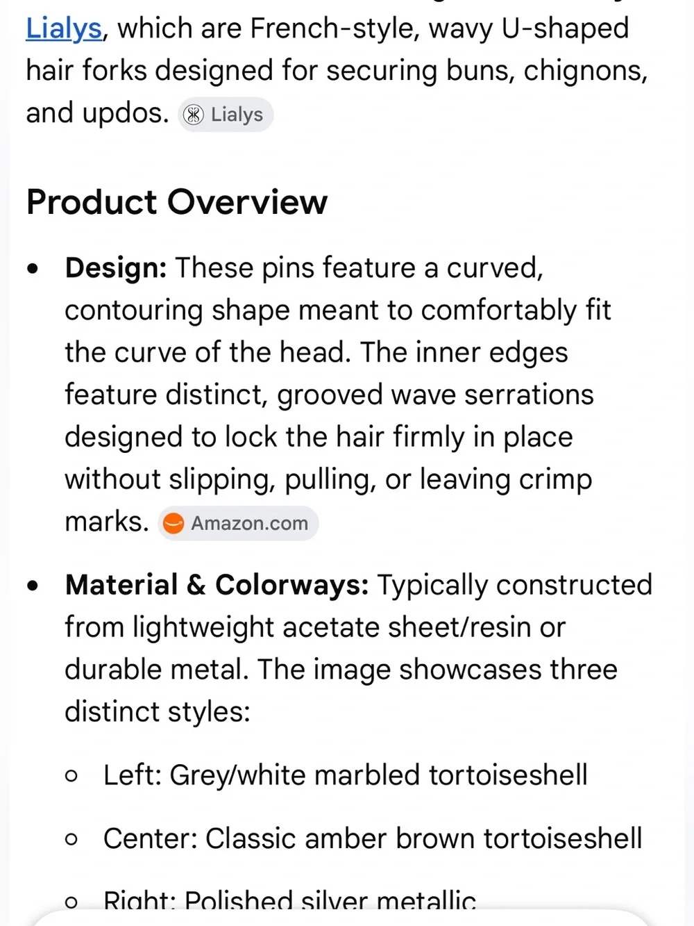 Prestige HairPins by Lialys, French-style, wavy U-shaped hair forks